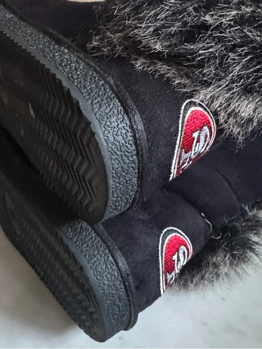 San Francisco 49ers Faux Fur Black Suede Winter Boots